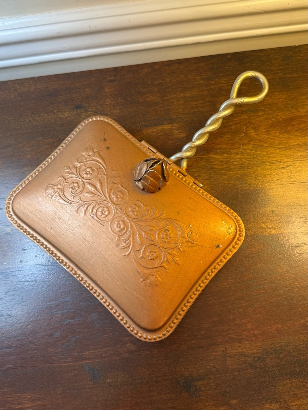 Embossed Copper Crumb Tray with Twisted Handle - Warm Copper